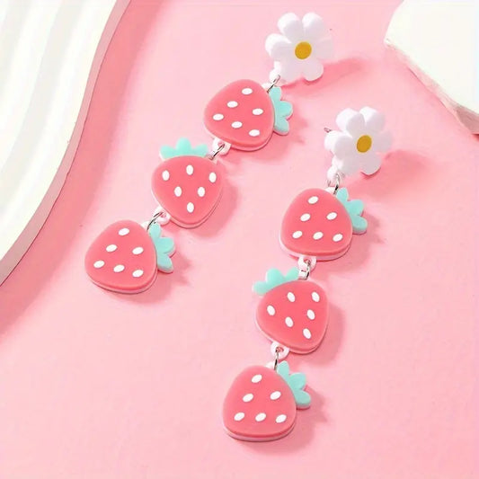 Strawberry Chains Acrylic Earrings