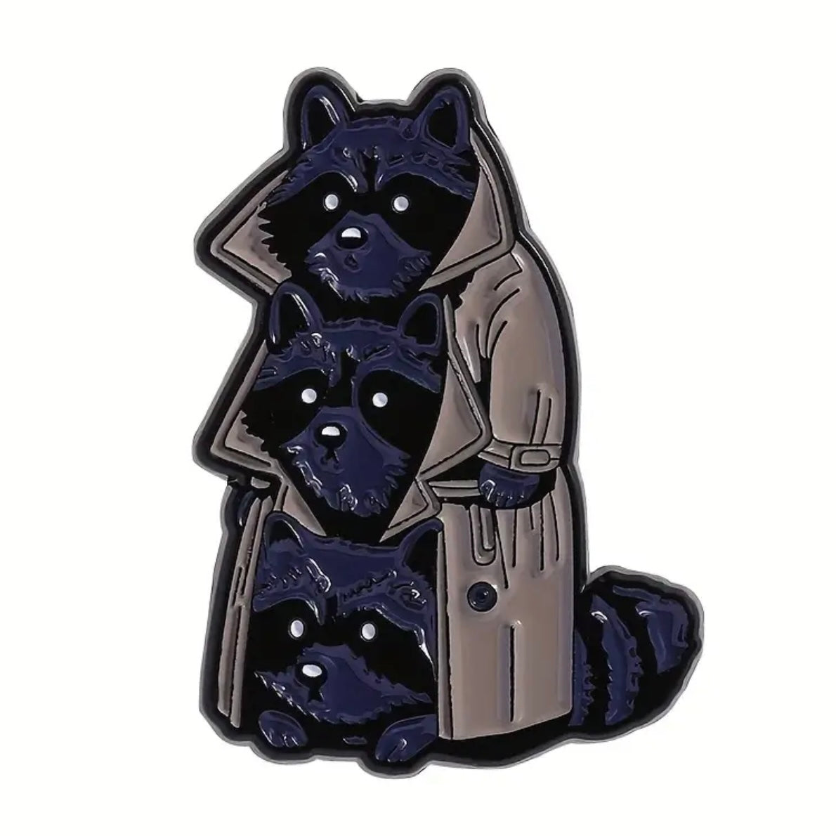 Three Raccoons In A Trenchcoat Enamel Pin