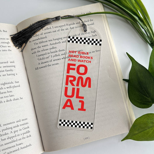 Hot Girls Read Books and Watch F1 Acrylic Bookmark