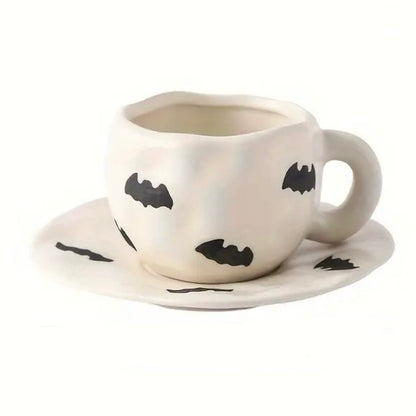 Spooky Bats Ceramic Mug & Saucer Set