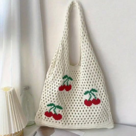 Cherry Crochet Tote Bag