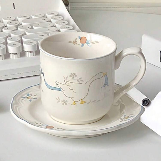Silly Goose Ceramic Mug & Saucer Set