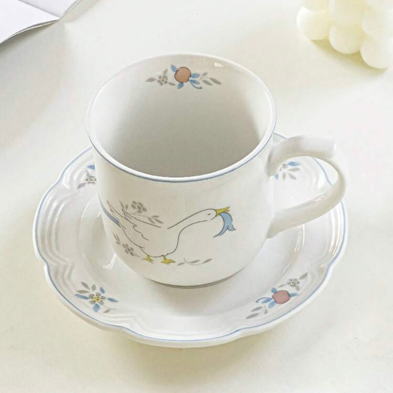 Silly Goose Ceramic Mug & Saucer Set