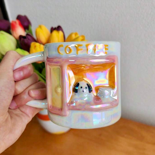 Puppy Cafe Holographic Ceramic Mug