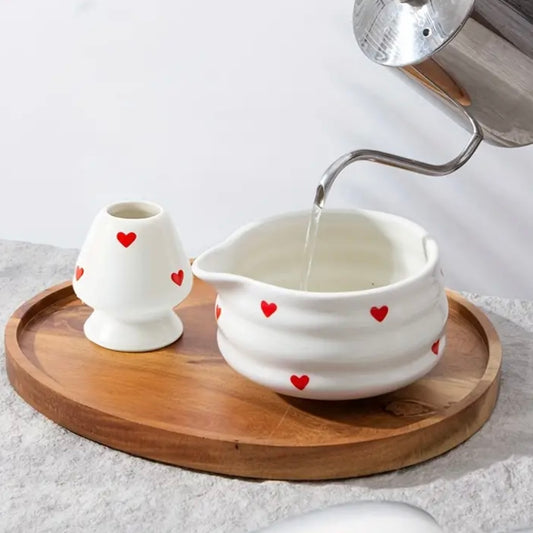 White Hearts 4pc Matcha Set