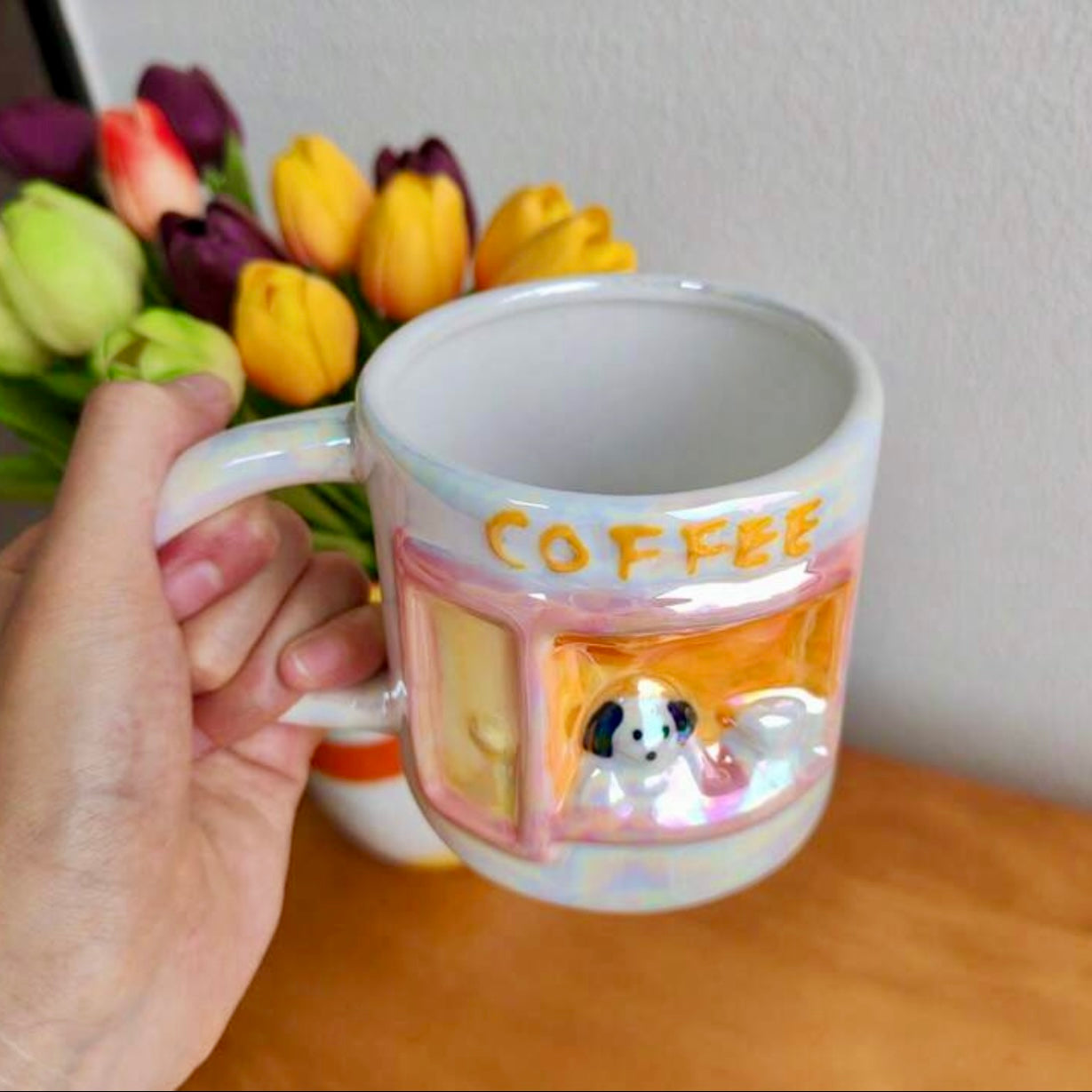 Puppy Cafe Holographic Ceramic Mug