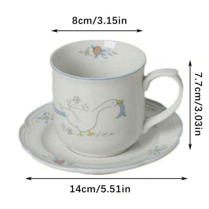 Silly Goose Ceramic Mug & Saucer Set