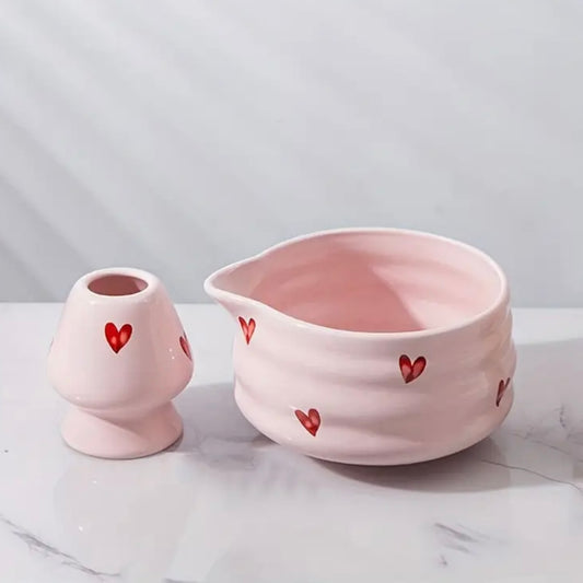 Pink Hearts 4pc Matcha Set