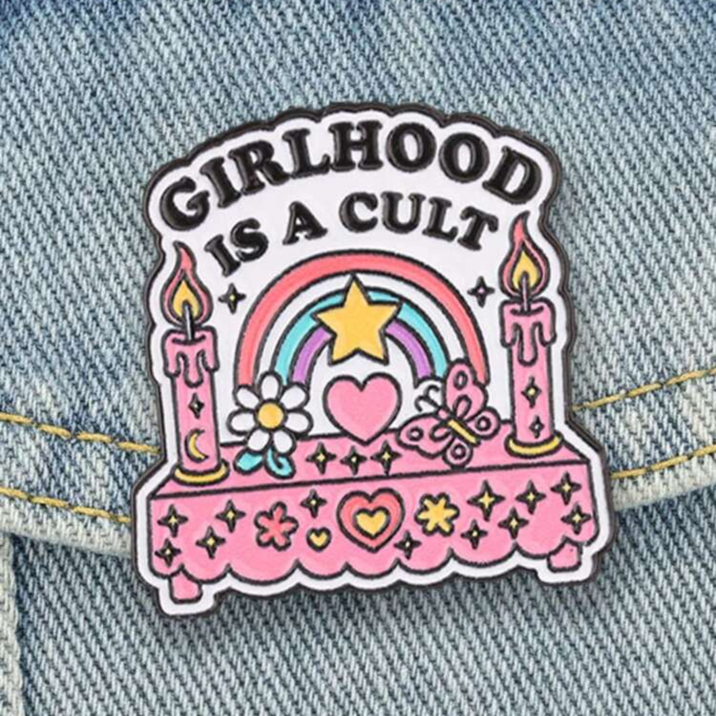 Girlhood Is A Cult Enamel Pin