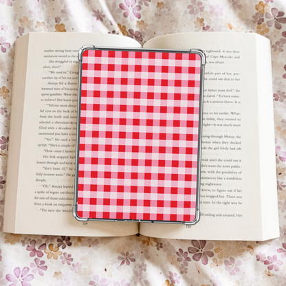 Christmas Gingham Kindle Insert - Red/Pink