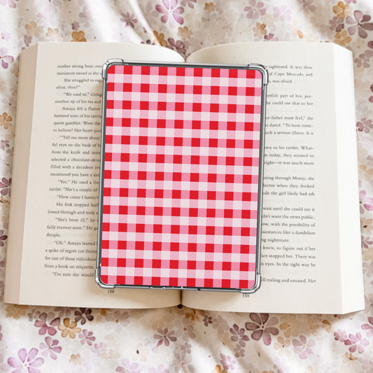 Christmas Gingham Kindle Insert - Red/Pink