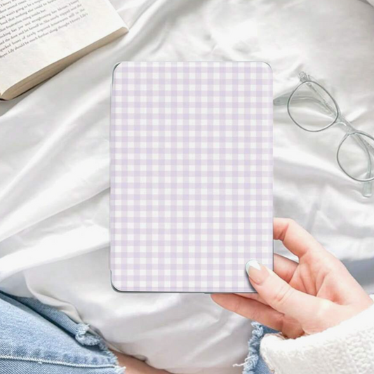 Lilac Gingham Kindle Flip Case