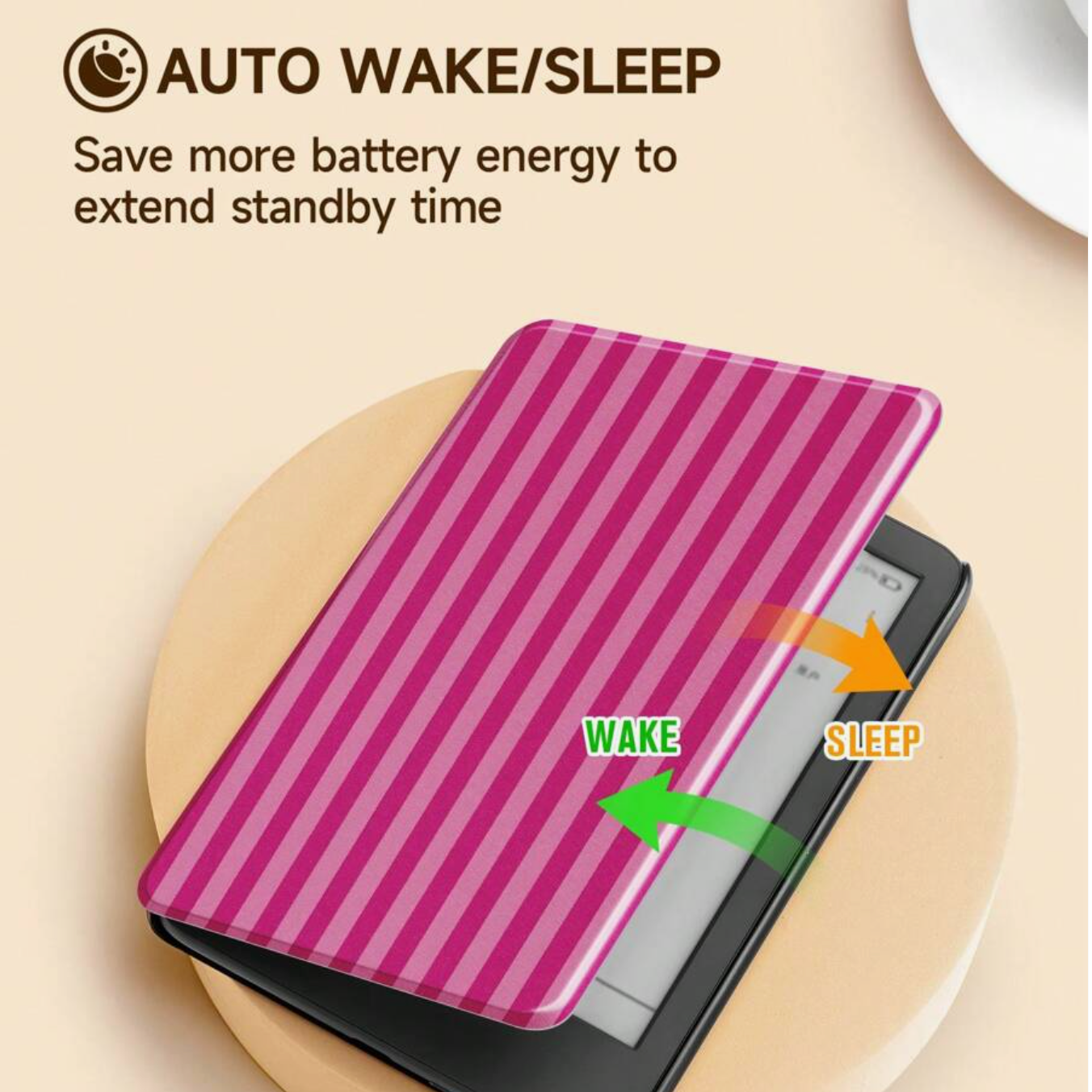 Pink Stripe Kindle Flip Case