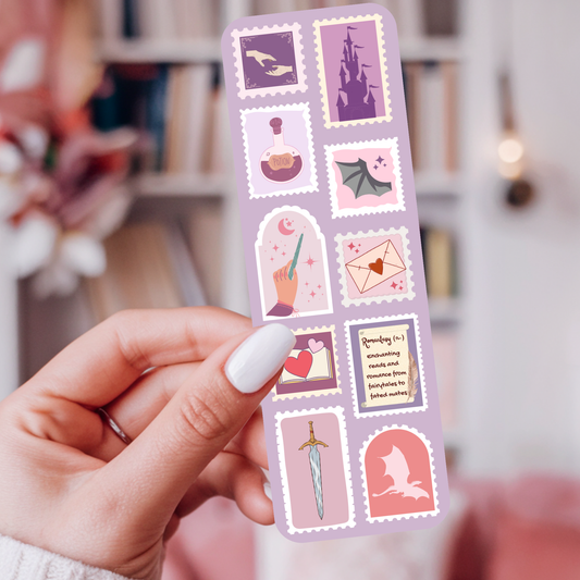Romantasy Stamps Laminated Bookmark