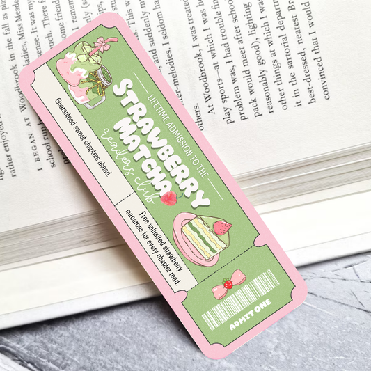 Strawberry Matcha Laminated Bookmark
