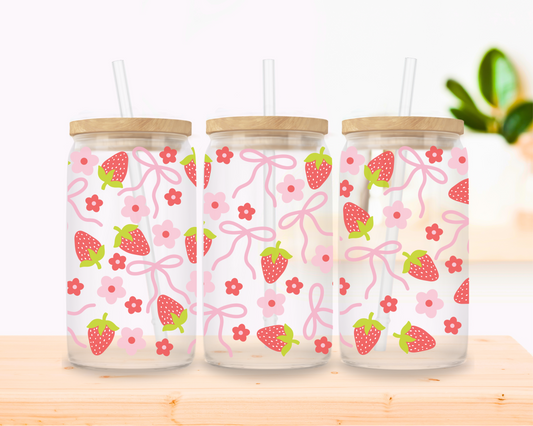 Berry Cute – Strawberry Bow Glass Cup