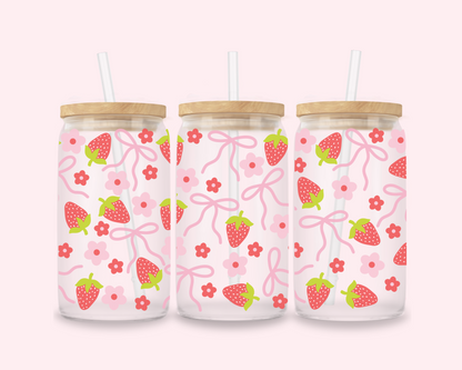 Berry Cute – Strawberry Bow Glass Cup