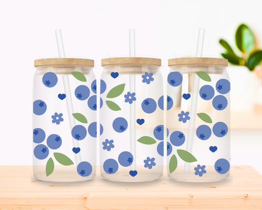 Blueberries Glass Cup