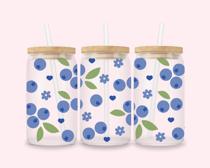 Blueberries Glass Cup