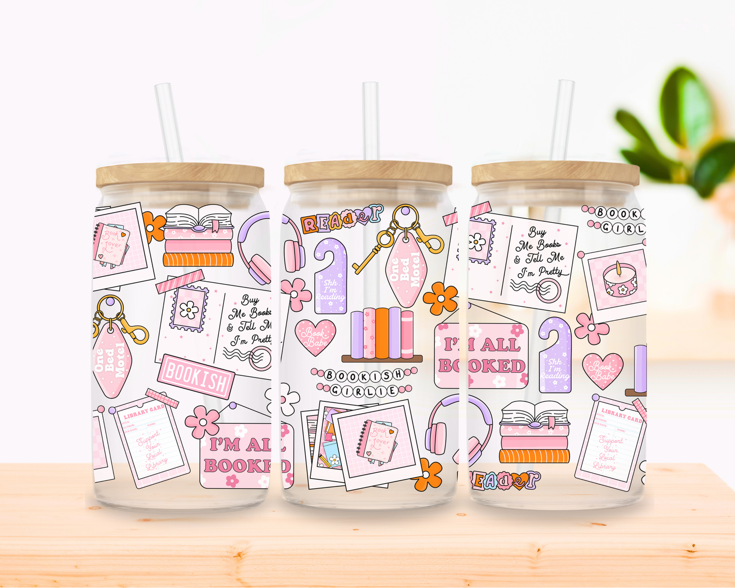 Bookish Moodboard Glass Cup