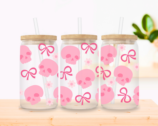 Coffin Cutie – Pink Skull Glass Cup