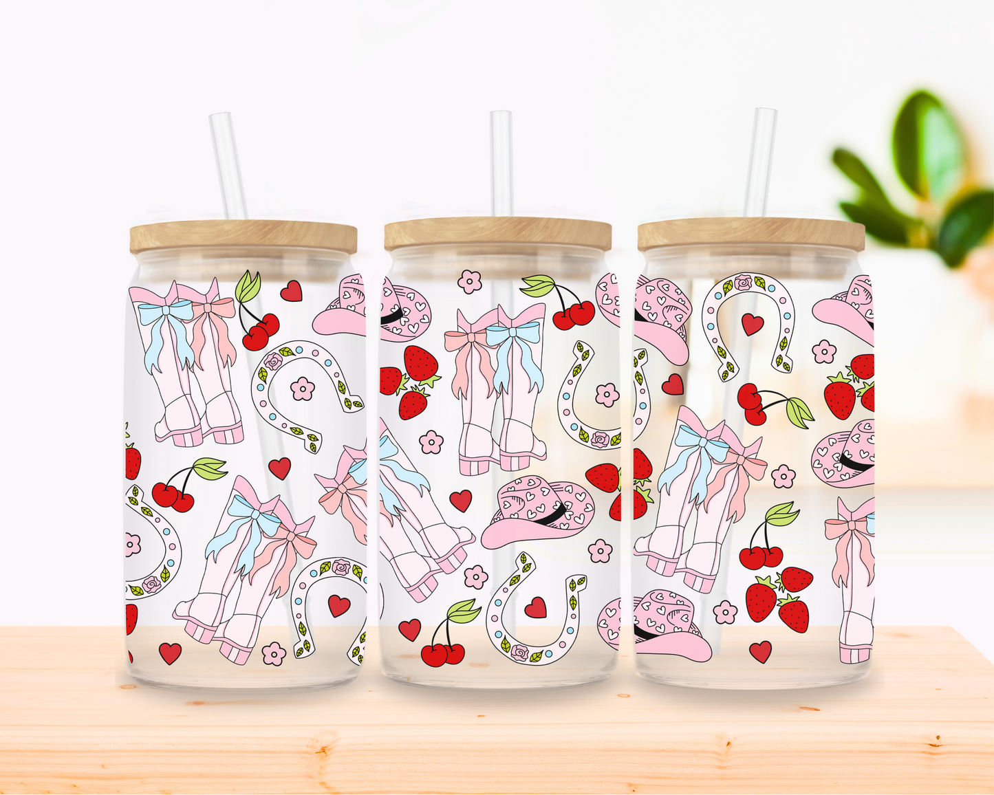 Coquette Cowgirl – Pastel Western Glass Cup