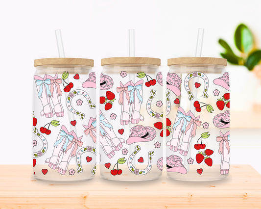 Coquette Cowgirl – Pastel Western Glass Cup