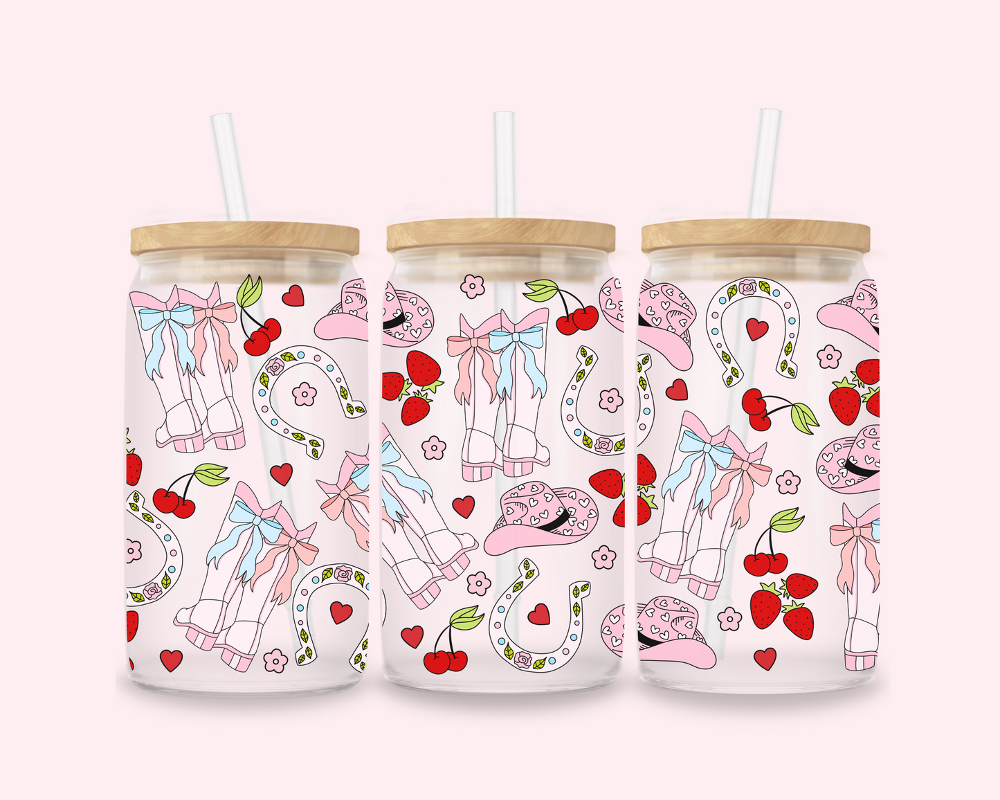 Coquette Cowgirl – Pastel Western Glass Cup