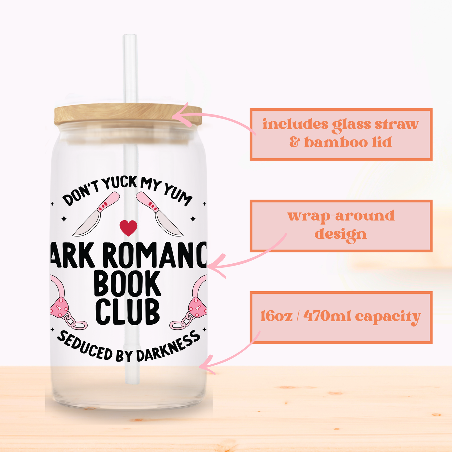 Dark Romance Book Club Glass Cup
