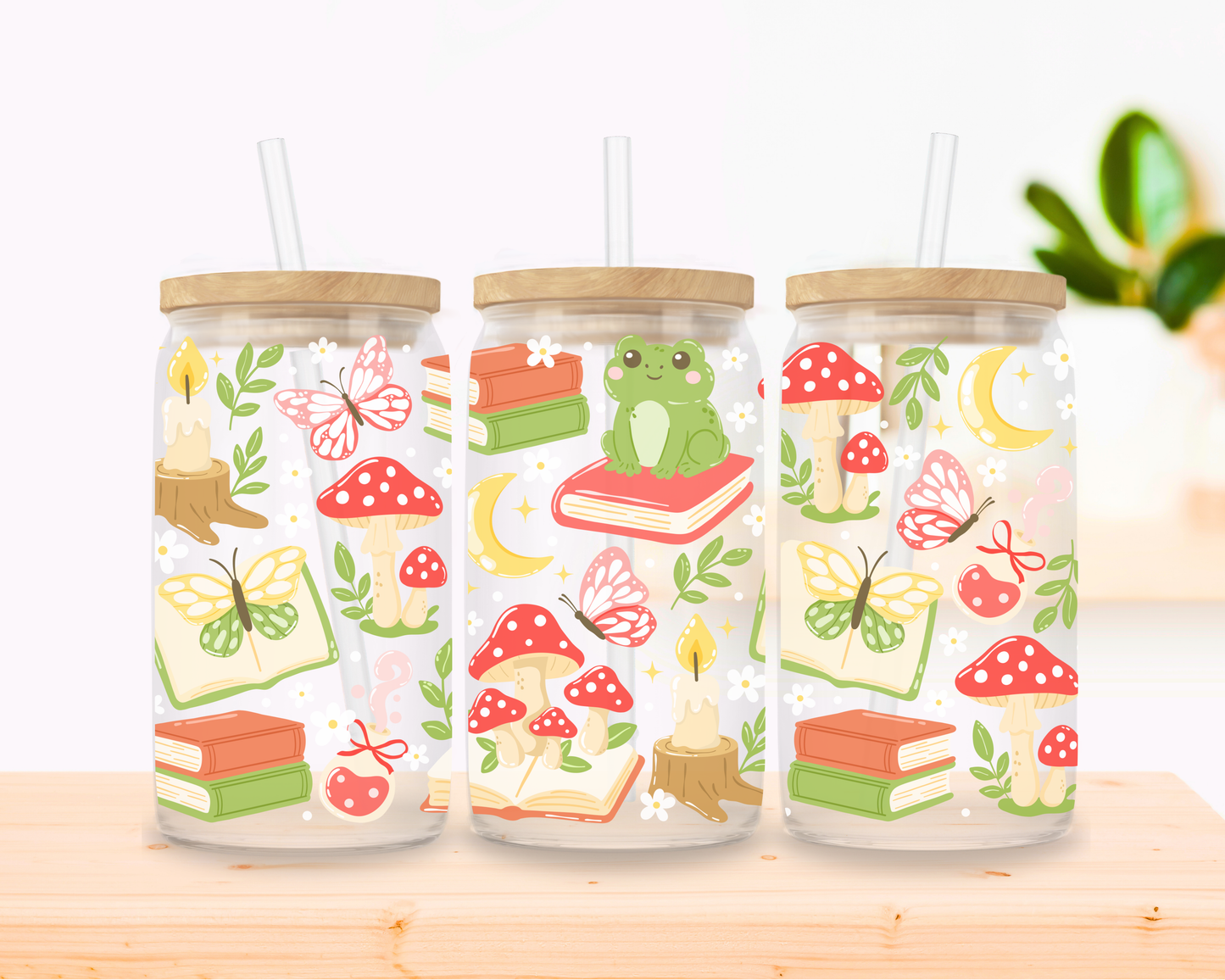 Forest Frogs Glass Cup