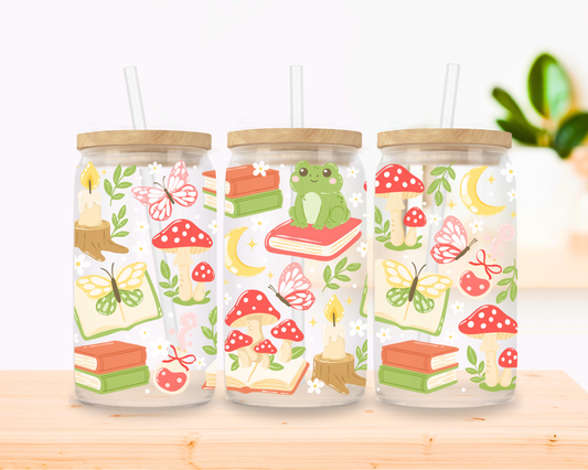 Forest Frogs Glass Cup