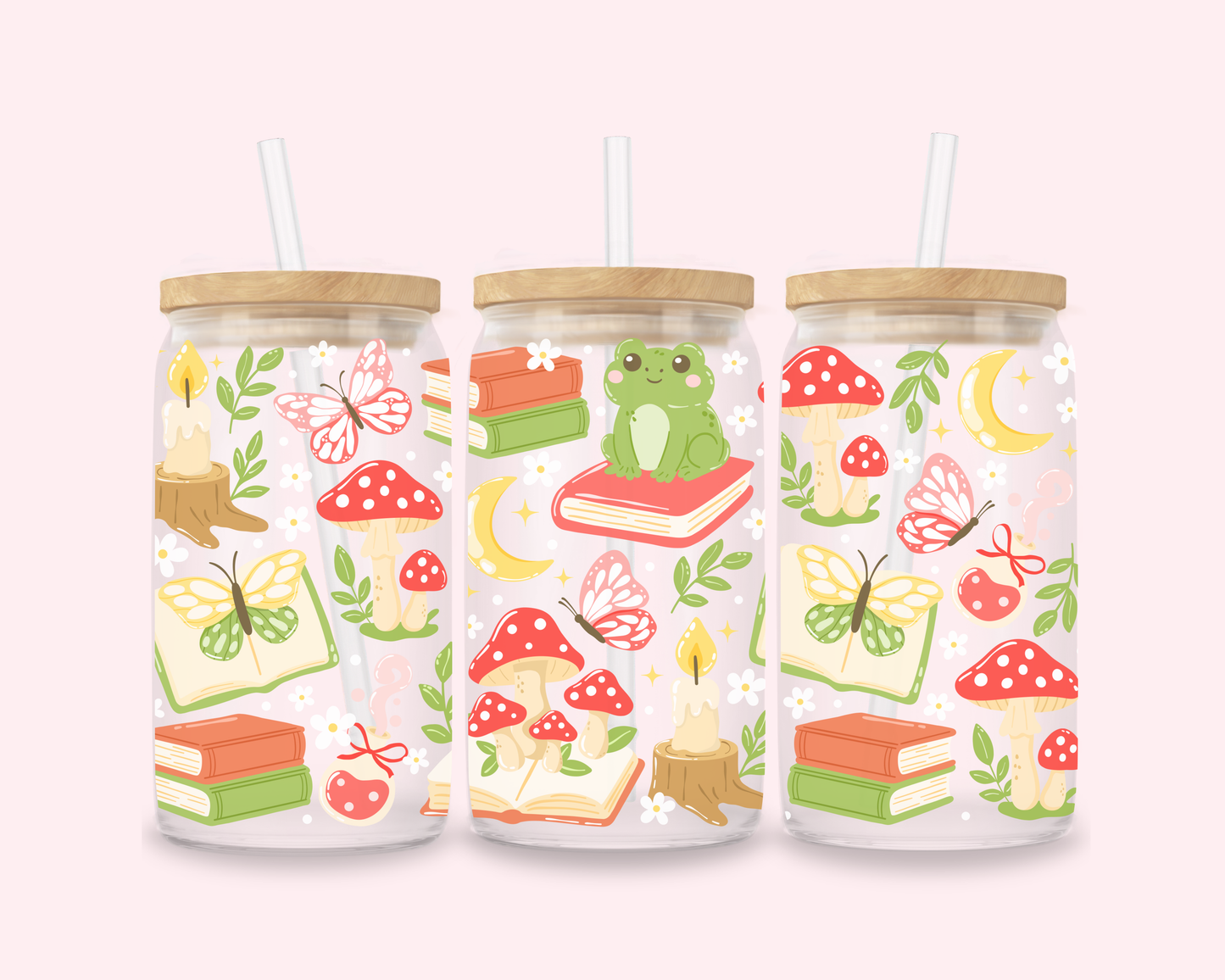 Forest Frogs Glass Cup