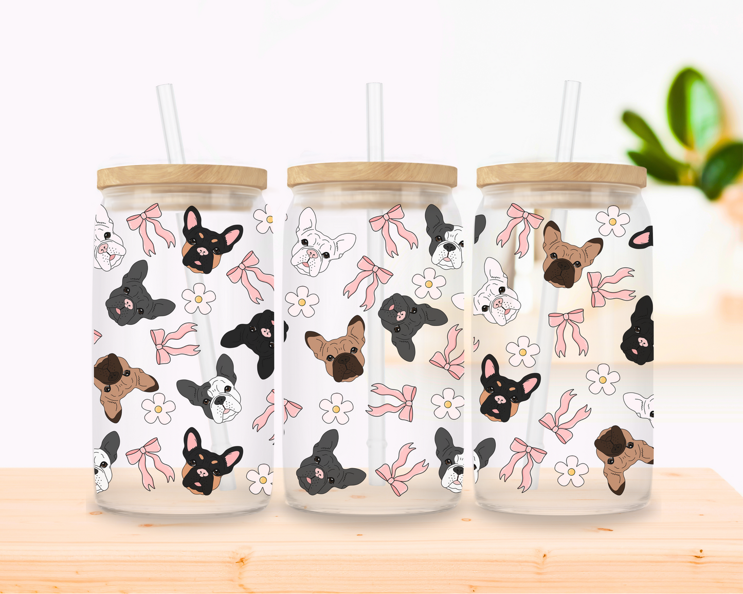 Frenchie Season – Pastel French Bulldog Glass Cup