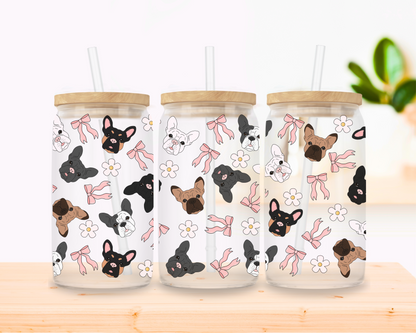 Frenchie Season – Pastel French Bulldog Glass Cup