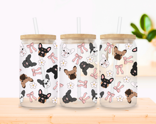 Frenchie Season – Pastel French Bulldog Glass Cup