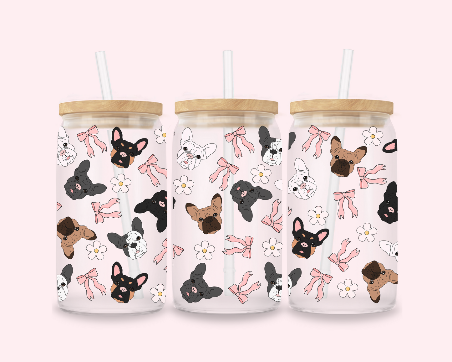 Frenchie Season – Pastel French Bulldog Glass Cup