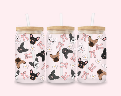 Frenchie Season – Pastel French Bulldog Glass Cup
