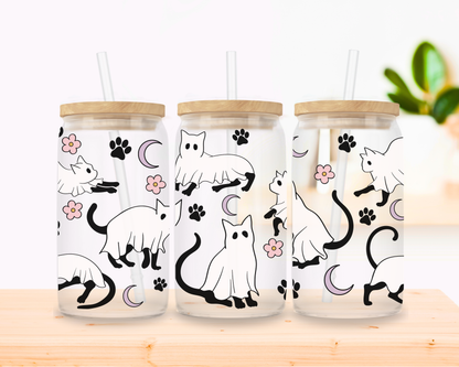 Ghost Cats Glass Cup