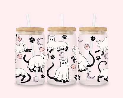 Ghost Cats Glass Cup