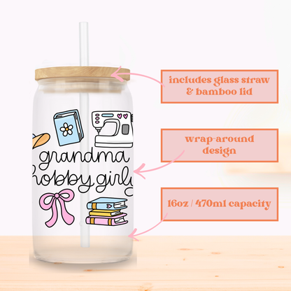 Grandma Hobby Girly Glass Cup