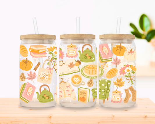 Green Cottagecore Glass Cup