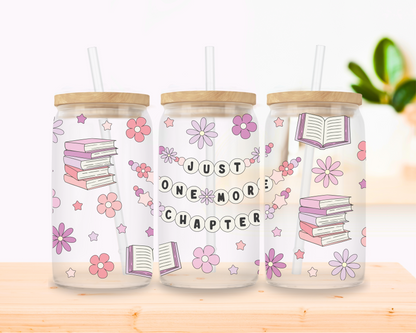 Just One More Chapter – Pastel Bookish Glass Cup