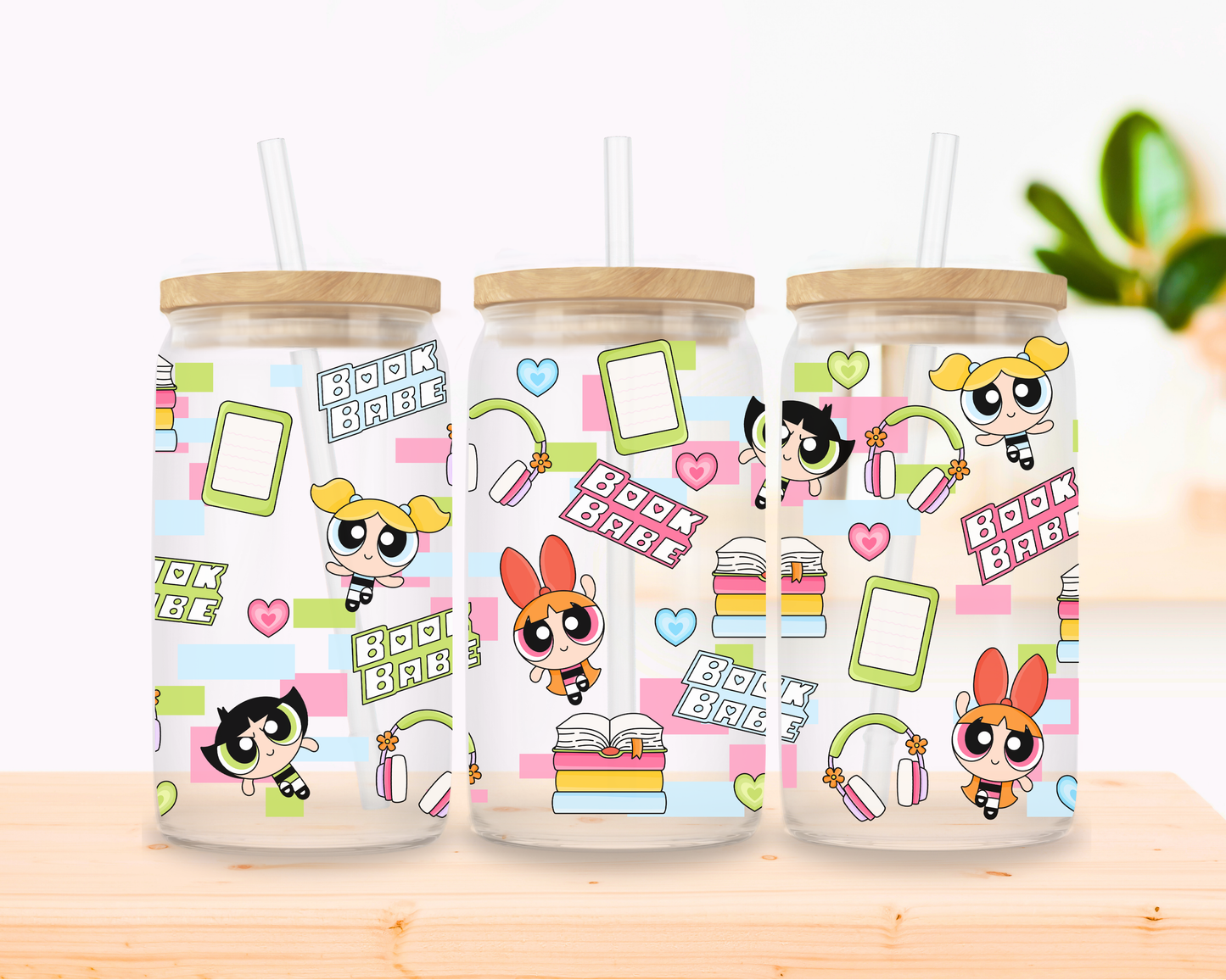 Powerpuff Book Babe Glass Cup
