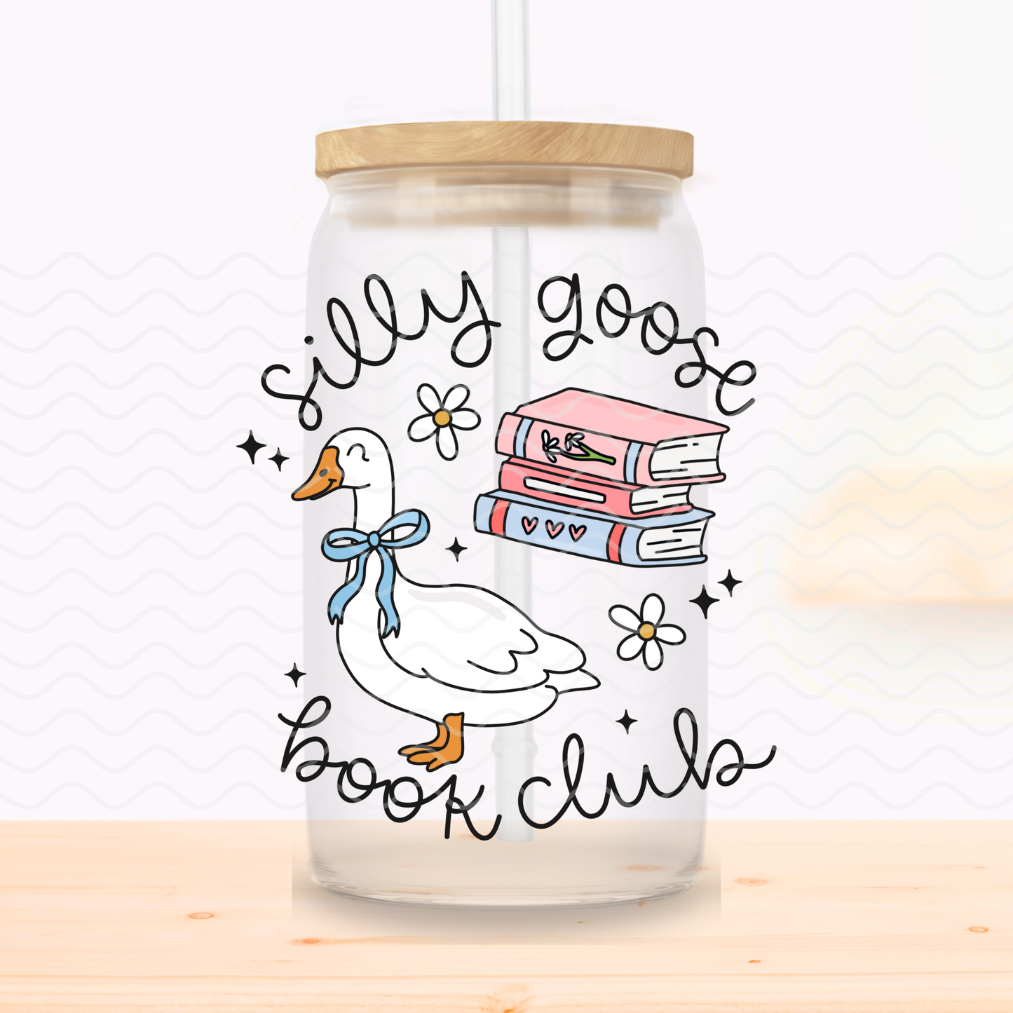 Silly Goose Book Club Glass Cup