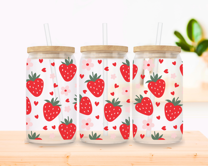 Strawberries Glass Cup