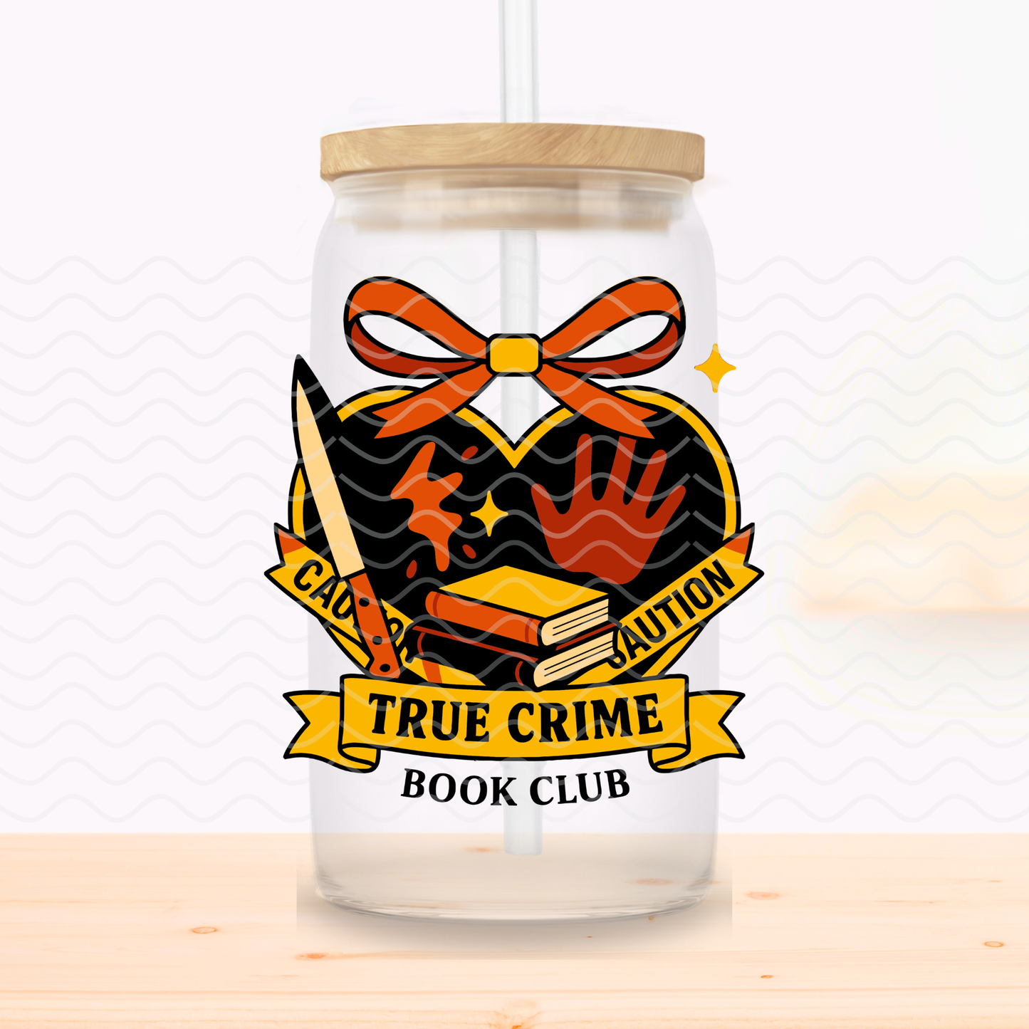 True Crime Book Club Glass Cup