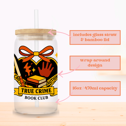 True Crime Book Club Glass Cup