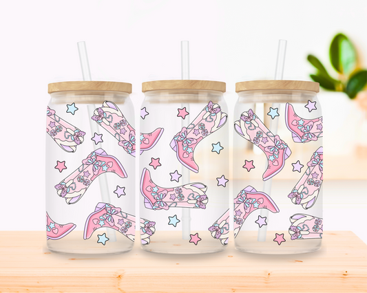 Yeehaw Girlie – Pastel Cowgirl Glass Cup