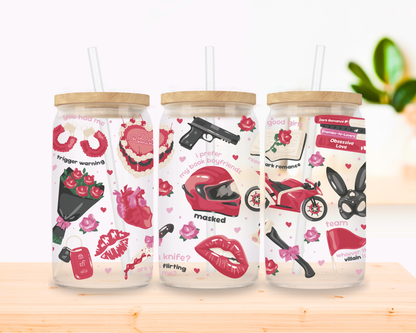 Dark Biker Romance Glass Cup