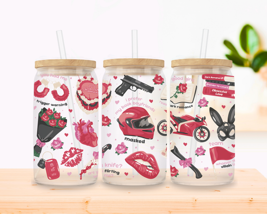 Dark Biker Romance Glass Cup